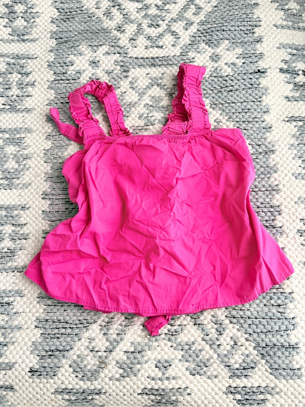 Mi Amore Hot Pink Ruffle Strap Tank Top